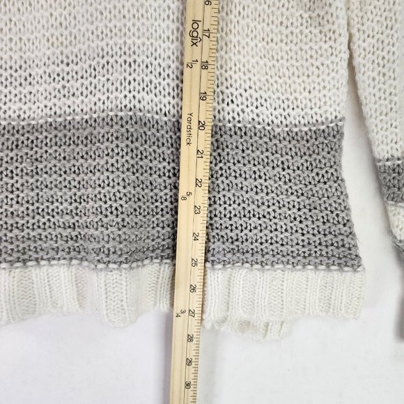 Aeropostale Sweater Womens Small Gray White Striped Casual Preppy Open Knit Top - Picture 5 of 10